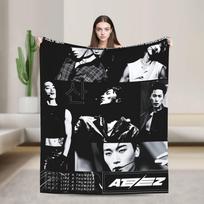 ATEEZ Choi San pledas Pikniko flanelinis pledas sofai, foteliui, lovai Šiltas minkštas individualios kokybės lovatiesė Dovana 30x40in gray