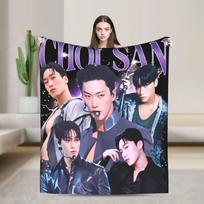 ATEEZ Choi San pledas Pikniko flanelinis pledas sofai, foteliui, lovai Šiltas minkštas individualios kokybės lovatiesė Dovana 30x40in