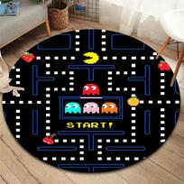 Pac-Man apvalus kilimas, kilimėlis svetainei, miegamajam, sofai, žaidimų kambariui dekoruoti, neslystantis grindų kilimėlis 120cmx120cm