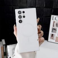 Prabangus matinis magnetinis dėklas Samsung S25 S24 S23 S22 Ultra S21 S20 Plus Capa Samsung Note 20 Ultra Magsafe telefono dangtelis Galaxy S24+ balta