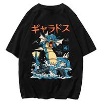 Naujas Pokemonų Spaudinys Vasarinio Stiliaus Y2K Laisas Madingas ir Atsitiktinis Harajuku Trumpomis Rankovėmis Viršutinis Drabužis Tinka Tiek Vyrams, Tiek Moterims S black