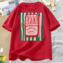 Sardines Tshirt Trend Italy Lovers T Shirt Women Men Cotton Short Sleeve Tshirt Causal Round Neck Men and Womens Clothing M blue