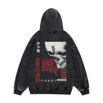 Spring Autumn Berserk Anime Kids Hoodies Boys Girl Gothic Manga Hooded Pullover Casual Sweatshirts Vintage Streetwear Girl's Clothing 100 black
