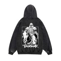 Spring Autumn Berserk Anime Kids Hoodies Boys Girl Gothic Manga Hooded Pullover Casual Sweatshirts Vintage Streetwear Girl's Clothing 110 black