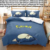 Pokemon Snorlax 3D skaitmeninės spaudos patalynės komplektas su animaciniu raštu vaikų miegamojo dekoravimui Double(200x200cm) gray