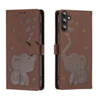 Animacinis dramblys Magnetinės kortelės Lizdas Piniginė Atverčiamas dėklas Samsung S25 Ultra S24 Plus S23 S22 A16 A26 A36 Stovas Knyga Kišenė Dangtelis Galaxy S25 Edge ruda
