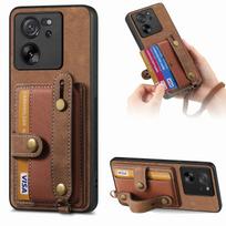 Apyrankės Kortelių Lizdas Odinė Piniginės Dėklas Skirta Xiaomi Redmi Note 13 Pro 12 Plus 12T 13T POCO X6 X5 X4 Pro X3 NFC Dirželis Kišeninis Maišelis For POCO X5 ruda