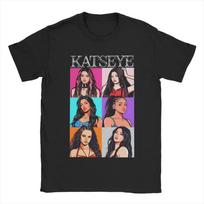 Katseye Pop Art Nario Portretas Vintažiniai Marškinėliai, Unisex Pasaulinio Pop Gerbėjo Gatvės Drabužiai T-shirt, 100% Medvilnės Laisvalaikio Trumpomis Rankovėmis Viršus S gray