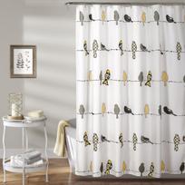 Lush Decor Rowley Paukščių Dušo Užuolaida - Spalvingas Paukščių ir Gėlių Raštas, Žaismingas Dizainas, Sodybos ir Pakrantės Vonios Dekoras W90XH180cm