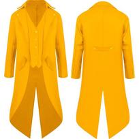 Viduramžiškos Retro Formalios Suknelės Garų Smokingas Vyriški Netikri Dviejų Dalių Kostiumai Sceniniai Kostiumai Magų Sceniniai Kostiumai Yellow L orange