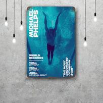 Michael phelps Dekorasyonas Vintažiniai Metaliniai Ženklai Skardos Ženklai Kapitonų Plakato Dekoracija Barui Pub Klubui Vyriškas Urvas Sienos Dekoracija 20x30cm（7.8x11.8inch） blue