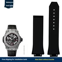 HUBLOT BIG BANG serijos silikoninės gumos dirželis 27x17mm išgaubta jungtimi laikrodžio apyrankė vyriškiams sulankstoma sagtimi apyrankės priedai 27x17mm black