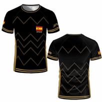 Ispanijos vėliavos grafikos futbolo marškinėliai, Greitai džiūstantis kvėpuojantis T-shirt, Vyriški moteriški sportiniai treniruočių marškinėliai, Laisvalaikio geometrinio rašto vasaros viršutiniai drabužiai 6XL black