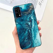 Skirta Realme 7 5G dėklas RMX2111 Dangtelis Naujas Madingas Gėlių Mergaitės Dažytas Funda Minkšti TPU dėklai Skirta Realme 7 Pro Realme7 RMX2155 Bamperis Realme 7 Pro blue