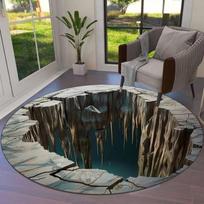3D optinė iliuzija Įtrūkimas Sūkurys Gili skylė Kilimas Dekoras Grindų kilimėlis Miegamojo poilsio zona Kilimai Sofa Minkštas Lovos šonas Neslystantys kilimėliai 60cm gray