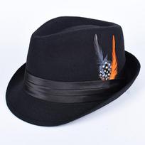 Plunksnų Fedora Skrybėlė Vyrams 2026 Ruduo Atsitiktinė Trumpomis Rankovėmis Fedora Elegantiškas Džentelmenas Sombrero Hombre Juoda Britiška Veltinio Viršutinė Skrybėlė About 58cm black