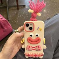 Quirky Sausage Expression Phone Case for iPhone 11, 13 Pro Max, 14, & 15 iPhone 12 Pro Max rožinė