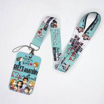 Grey's Anatomy Animacinis kortelės laikiklis Raktų pakabukai Kaklo dirželis Praėjimo kortelei Anime Kredito kortelės laikiklis Raktų pakabukų dirželiai Didmeninė prekyba pilka spalva