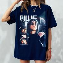 Billie Eilish Spausdintas Madingas Laisvalaikio Medvilninis Unisex ir Moteriškas Marškinėliai Laisvas Retro Gatvės Aukštos Kokybės Vasaros Marškinėliai Unisex S gray