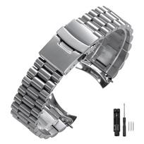 Tvirtas nerūdijančio plieno laikrodžio apyrankė Seiko 5 SKX009/007, Oyster, Jubilee, su lenktu galu, 18mm 20mm 22mm, vyriška sportinė juosta 18mm no logo gray