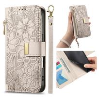 Zipper Flip Leather Phone Case for IPhone 17 Air 16E 16 15 14 13 12 Pro Max Card Slot Wallet Wrist Strap Protective Cover Etui iPhone 16e smėlis