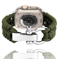 Savior Survival Rope Strap for Apple Watch Ultra 2 Band 49mm 42mm 44mm 45mm Outdoor Nylon Bracelet iWatch SE 9 8 7 6 5 40mm 41mm for ultra 1 2 49mm žalia