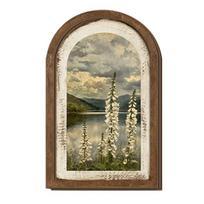 Vintage Framed Wall Art, Curved Wooden Floral Wall Art, Arched Wood Framed Wall Art, Rustic French Country Style Paintings for Bedroom Kitchen A