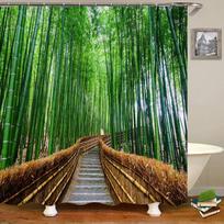 Nuostabi bambuko krioklio dušo užuolaida, atspari vandeniui ir pelėsiui, pagaminta iš aukščiausios kokybės poliesterio J,180x180cm
