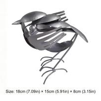 Metal Bird Sculpture for Patio Lawn Decoration Robin Bird Statue Rustic Red Chest Robin Figurine Unique Gift for Bird Lovers gray
