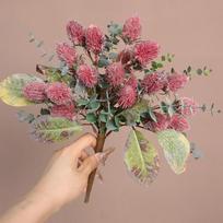 1PC Bankswood Spike Ball Artificial Flowers, Living Room Decorations, Home Decor, Wedding Decorations, Party Decorations tamsiai žalia spalva