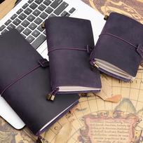 Crazy-Horse Leather A5 Journal Eco-Friendly Protective Cover Passport Size Notebook Notepad Business Gift Promotional Diary-New (Purple,13.5*10.5 CM) violetinė