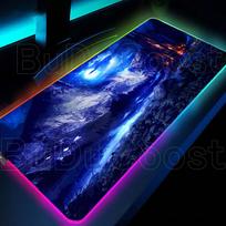 LED žaidimų stalo kilimėlis Anime stiliumi ir svajinga kalnų panorama RGB pelės kilimėlis su spalvotu apšvietimu Neslystantis guminis pelės kilimėlis Stalo kilimėlis RGB300x600x3mm blue