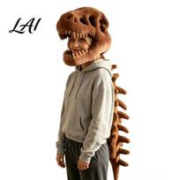 Halloween Party Decor Dinosaur Skeleton Costume 3D Spinosaurus Skull Masque Headpiece And Spine Decoration Plush Hood Costume for Halloween, 80 cm gray