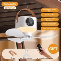 Portable Rechargeable Camping Fan With Led Night Light And Adjustable Speed Perfect For Tent Hiking Outdoor Use A3 black