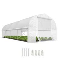 19.5 x 9.8ft Tunnel Greenhouse, with Accessories - White 595 x 300 x 200 cm balta