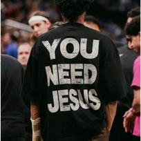 2026 Summer New Jesus Pattern Tshirt Summer Trend Fan Enthusiast Printed Top Street Style M gray