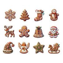 Holiday Hanging Pendant Decor Christmas Wooden Gingerbread Style Ornaments with Natural Hemp Rope, Retro Festive Tree Baubles Set Pendants for 12pcs brown