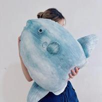 Japoniško stiliaus mielas saulės žuvies pliušinis žaislas pagalvė kimštas minkštas tikroviškas 3D spausdintas vandenyno saulės žuvies pagalvėlė pagalvėlė namų dekoravimas