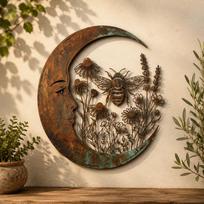 3D Moon Fairy Wall Decor Garden Decor Outdoor Accent  Living Room Bedroom Decor 30cm-Bee beige