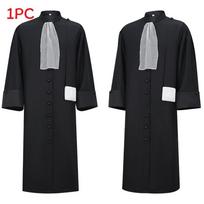 Viduramžių teisininko kostiumas su poliesterio paltu Helovino Cosplay vaidmenų žaidimui XL juoda
