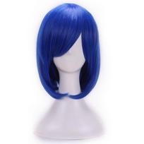 Moteriškos trumpų tiesių plaukų perukai Moteriški sintetiniai 12 colių Anime Cosplay kostiumų vakarėlio perukai Tamsiai mėlyni 12inches&1pc blue