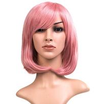 Moteriškos trumpų tiesių plaukų perukai Moteriški sintetiniai 12 colių Anime Cosplay kostiumų vakarėlio perukai Tamsiai mėlyni 12inches&1pc brown