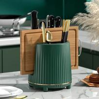 1Pc Rotating Knife Holder,Utensil Holder Cutlery,Spoon Chopsticks Fork Storage Holder Organizer,Multifunctional Kitchen Storage žalia