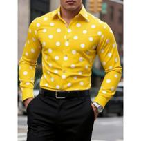 Vyriški taškiniai marškiniai Laisvalaikio, pralaidūs orui, patogūs, madingi ir stilingi vyriški ilgomis rankovėmis marškiniai, su atlapais 3XL yellow