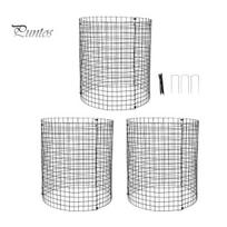 Corrosion Resistant Mesh Fence Plant Protector Cage, Wire Panels with Stakes And Zip Ties, Metal Garden Cage for Protecting Vegetables Flowers 3pcs gray