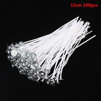 100 vnt. žvakių gamybai, padengti natūralaus sojų vaško degikliai 15cm 100pcs white