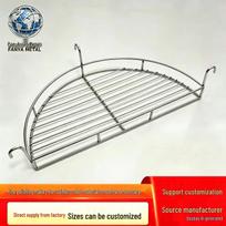 Stainless Steel Half-Round Oil Draining Rack for Frying Pan With Fence white