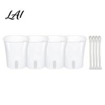 Mini vazonai alokazijų gumbams Savlaistomi augalų vazonai Kambariniai augalai Maži su vandens lygio indikatoriumi Skaidrūs automatinio drėkinimo konteineriai 4Inch 4pcs