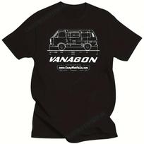 Men'S Vintage Vanagon Westfalia Technical Drawing Graphic T-shirt Black Retro Camper Van Design M gray