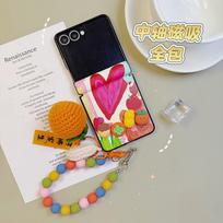 Galaxy Z Flip7 Case Women Cartoon Design Magnetic Full Cover Shockproof PU Leather With Charm Strap Samsung Galaxy Z Flip7 black